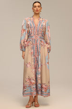 Charger l'image dans la visionneuse de la Galerie, Dorte Long Sleeve Floral Printed Maxi Dress
