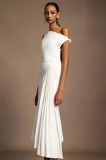 Load image into Gallery viewer, Paulina Oblique Shoulder Sleeveless Folds Midi Dress