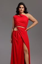 Load image into Gallery viewer, Xlyia High Slit Hollowed-out Maxi Dress