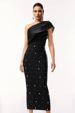 Load image into Gallery viewer, Ninon One Shoulder Sleeveless Diamond Bandage Maxi Dress