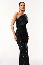 Load image into Gallery viewer, Ninon One Shoulder Sleeveless Diamond Bandage Maxi Dress