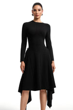 Load image into Gallery viewer, Sylvia Long Sleeves Black Midi Dress