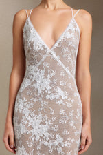 Load image into Gallery viewer, Thea Sling V-neck Sequins Lace maxi wedding dress