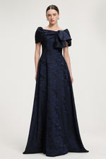 Load image into Gallery viewer, Bow-Detail Jacquard Maxi Dress