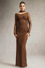 Load image into Gallery viewer, Zimino Long Sleeve Ruched Tulle Maxi Dress