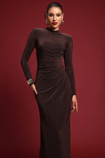 Lade Bild in die Galerieansicht, Ivy Elegant Contour Long Sleeve Gathered Knit Maxi Dress