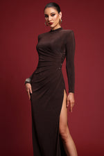 Lade Bild in die Galerieansicht, Ivy Elegant Contour Long Sleeve Gathered Knit Maxi Dress