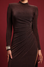 Lade Bild in die Galerieansicht, Ivy Elegant Contour Long Sleeve Gathered Knit Maxi Dress