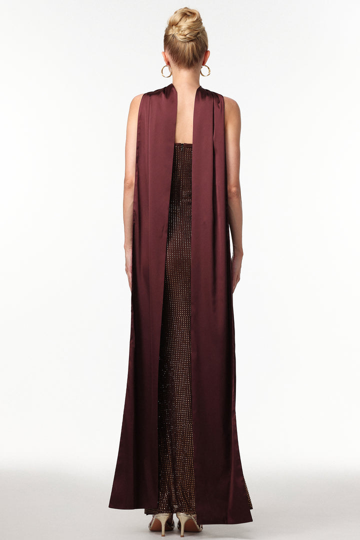 Zainab Elegant Contour Rhinestone Knit Maxi Dress