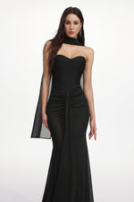 Load image into Gallery viewer, Lucifa Elegant Contour Strapless Scarf Ruched Bandage Maxi Dress