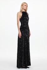Lade Bild in die Galerieansicht, Glamorous Contour Sleeveless Feather Sequin High Slit Velvet Maxi Dress