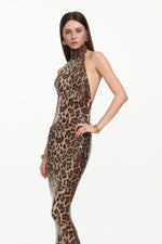 Load image into Gallery viewer, Myka Glamorous Contour Halter Leopard Print Sequin Maxi Dress