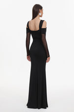 Lade Bild in die Galerieansicht, Lorin Elegant Contour Off Shoulder Long Sleeve High Slit Maxi Dress