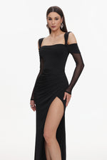 Lade Bild in die Galerieansicht, Lorin Elegant Contour Off Shoulder Long Sleeve High Slit Maxi Dress