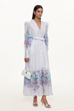 Load image into Gallery viewer, Rina Resort Flowy Long Sleeve Floral Print Ruffle Woven Maxi Dress