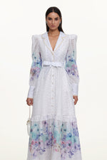 Load image into Gallery viewer, Rina Resort Flowy Long Sleeve Floral Print Ruffle Woven Maxi Dress