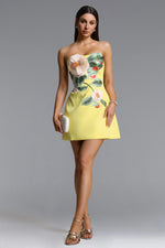 Load image into Gallery viewer, Doris Elegant Tailored Strapless Floral Embroidered Mini Dress