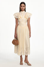 Load image into Gallery viewer, Mafalda Resort Flowy Short Sleeve Ruffle Woven Top and Skirt Set