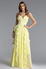 Load image into Gallery viewer, Viky Elegant Flowy Sleeveless Pleated Ruffle Maxi Dress