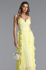 Load image into Gallery viewer, Viky Elegant Flowy Sleeveless Pleated Ruffle Maxi Dress