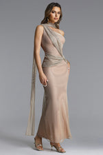 Load image into Gallery viewer, Uabeza Chic Contour One Shoulder Drape Cut Out Maxi Dress