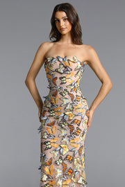 Karina Elegant Contour Strapless Butterfly Maxi Dress