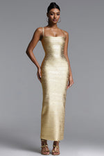 Load image into Gallery viewer, Lionce Classic Contour Metallic Bandage Maxi Dress