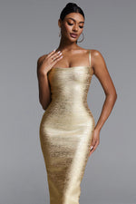 Load image into Gallery viewer, Lionce Classic Contour Metallic Bandage Maxi Dress