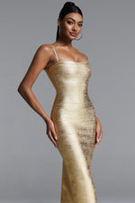 Load image into Gallery viewer, Lionce Classic Contour Metallic Bandage Maxi Dress