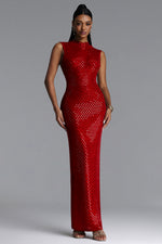 Load image into Gallery viewer, Darcel Romantic Contour Sleeveless Crystal Red Maxi Dress