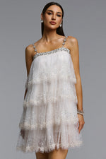 Lade Bild in die Galerieansicht, Umeko Elegant Flowy Tiered Ruffle Sequin Mini Dress