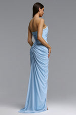 Charger l'image dans la visionneuse de la Galerie, Tazeda Elegant Contour Strapless Ruched Mesh Maxi Dress
