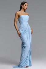 Charger l'image dans la visionneuse de la Galerie, Tazeda Elegant Contour Strapless Ruched Mesh Maxi Dress