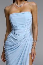 Charger l'image dans la visionneuse de la Galerie, Tazeda Elegant Contour Strapless Ruched Mesh Maxi Dress