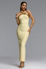 Charger l'image dans la visionneuse de la Galerie, Riza Chic Contour Halter Rhinestone Bandage Yellow Maxi Dress