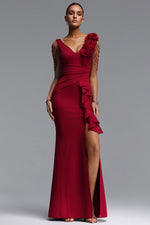 Load image into Gallery viewer, Mercy Romantic Contour V Neck Pleated Floral Maxi Dress