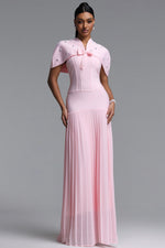 Load image into Gallery viewer, Devere Elegant Sophisticated Cape Style Pleated Bandge Maxi Dress