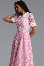 Load image into Gallery viewer, Sagona Classic Tailored Short Sleeve Rhinestone Floral Lace Maxi Dress