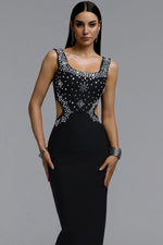 Load image into Gallery viewer, Steffi Luxurious Contour Wide Strap Gradient Square Rhinestone Bandage Maxi Dress	