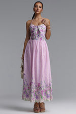 Load image into Gallery viewer, Emory Resort Flowy Spaghetti Strap Bow Floral Print Woven Maxi Dress	