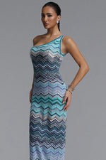 Load image into Gallery viewer, Raisin Resort Contour Chevron Print Knit Maxi Dress