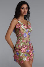 Lade Bild in die Galerieansicht, Magdalena Romantic Multicolor Floral Spaghetti Strap Floral Mini Dress