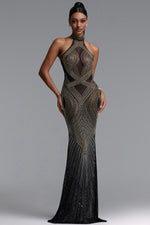 Charger l'image dans la visionneuse de la Galerie, Zelda Gorgeous Halter Sleeveless Rhinestone Stretch Knit Maxi Dress