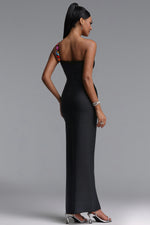 Charger l'image dans la visionneuse de la Galerie, Gacia Elegant Fitted One Shoulder Color Rhinestone Slit Maxi Bandage Dress