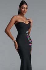 Charger l'image dans la visionneuse de la Galerie, Gacia Elegant Fitted One Shoulder Color Rhinestone Slit Maxi Bandage Dress