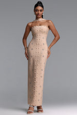 Charger l'image dans la visionneuse de la Galerie, Nesya Sleeveless Pearl Bandage Nude Maxi Dress