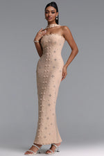 Charger l'image dans la visionneuse de la Galerie, Nesya Sleeveless Pearl Bandage Nude Maxi Dress