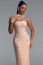 Charger l'image dans la visionneuse de la Galerie, Nesya Sleeveless Pearl Bandage Nude Maxi Dress