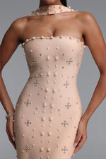 Charger l'image dans la visionneuse de la Galerie, Nesya Sleeveless Pearl Bandage Nude Maxi Dress