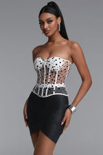 Lade Bild in die Galerieansicht, Julissa Sexy Fitted Strapless Polka Dot Boned Top